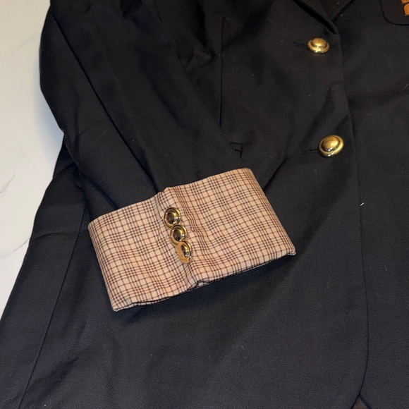 Miu Miu Black Blazer with Tan Plaid Cuffs - Picture 4 of 6